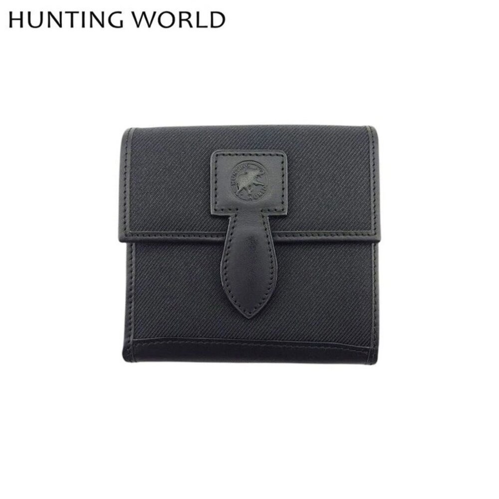 HUNTING WORLD Trifold Wallet Safari Today Canvas x Leather Authentic Used T22236